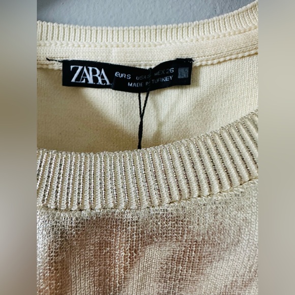 Zara | Metallic Gold Soft Knit Top - Picture 11 of 14